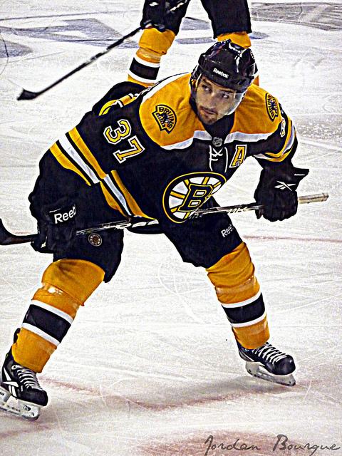 Center Patrice Bergeron (above) has only scored one goal in eight games for the Bruins this season.