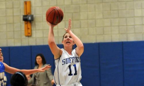 Senior Mary Garon scored a career-high 19 points in Suffolks 54-41 victory over Simmons College on January 18. The team stands at 12-5 overall.