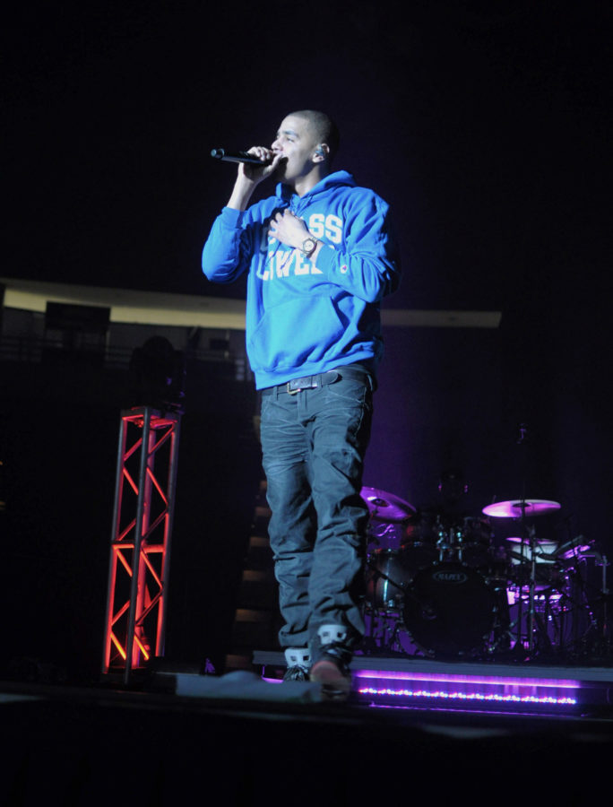 J. Cole performs to students in Lowell