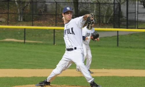 Senior Tim Belanger pitched seven innings for his first victory of the season against Bridgewater on March 22. The Rams won 11-4.