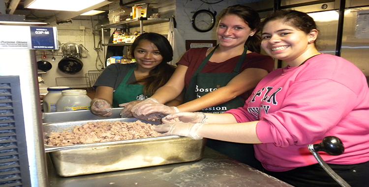 Suffolk Students Participate in a Feed the Homeless Event hosted by the Boston Rescue Mission