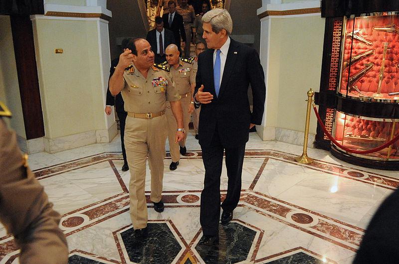 Current military leader of Egypt, Abdul Fattah al-Sisi (left), meets with U.S. Secretary of State, John Kerry
(Photo courtesy of Wikimedia Commons)