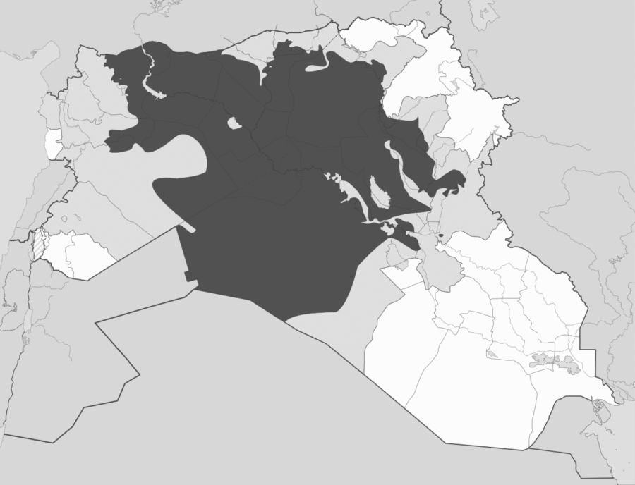 Note: Darkest grey is territory controlled by ISIS
(Courtesy of Wikimedia Commons)