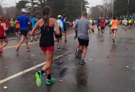 Students, staff race across Boston Marathon finish line