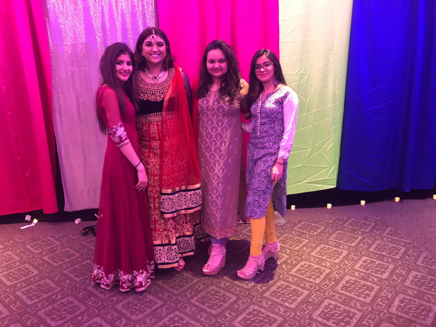 (left to right) Navya Rajoria, Treasurer; Tohfa Phonsia, President; Arushi Chauhan, Vice President; Dhwani Chheda, Secretary