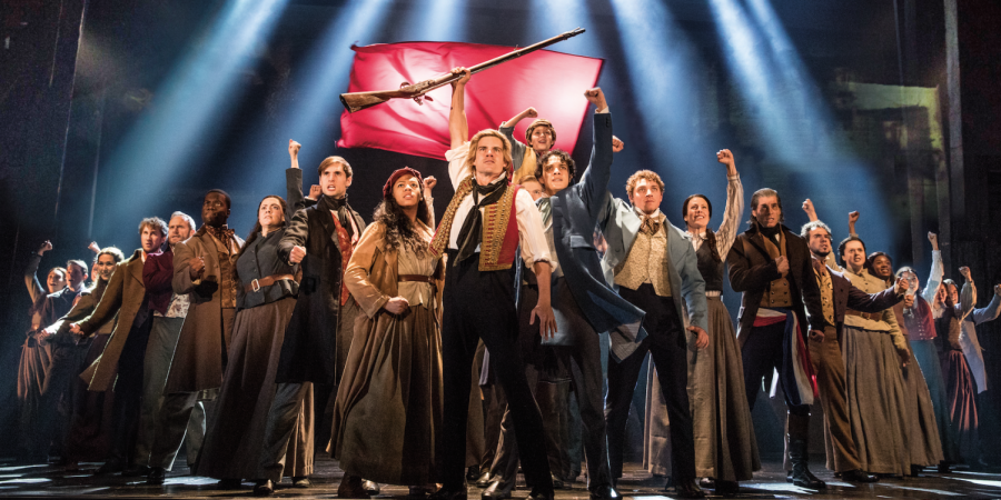 The company of “Les Miserables” striking the final pose in “One Day More,” the last song in Act I.