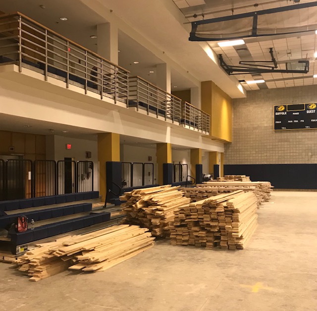 At the Larry E. Smith and Michael F. Smith Gymnasium, new materials (shown above) 
have arrived to replace the floor. The replacement is expected to be finished Feb. 10th. 