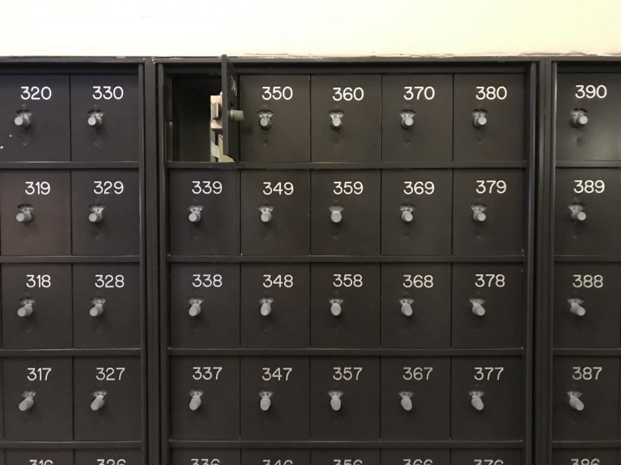 Mail boxes sat empty in 10 West as students moved out of the residence hall Sunday