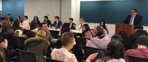 Student Government Association executive board candidates at the SGA candidates forum Feb. 27.