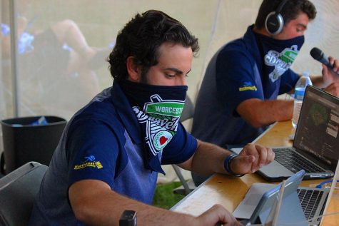 Donny Porcaro (‘20) in his job as production director for the Worcester Bravehearts