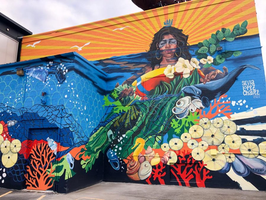 Silvia Lopez Chavezs mural titled Rise can be seen at the Boston Harbor Shipyard and Marina in East Boston.