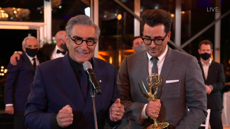 Father-son duo Eugene Levy, left, and Dan Levy of