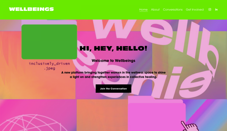 Wellbeingss colorful homepage.