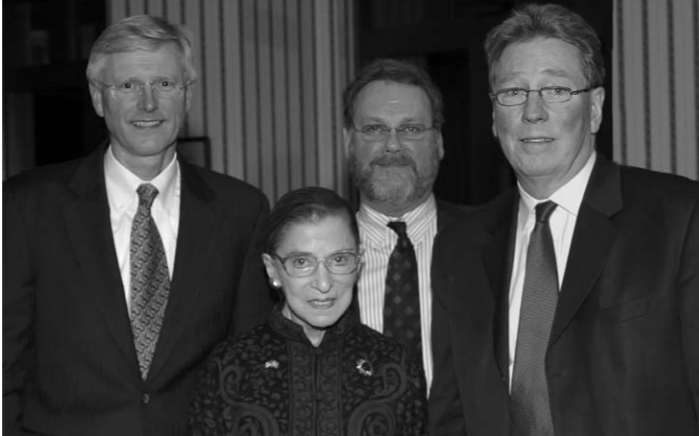 Supreme Court Justice Ruth Bader Ginsburg, with Suffolk University Dean Robert Smith, Professor Stephen Hicks
and Kjell-Ake Modeer of the University of Lund, Sweden at a Suffolk Law School event in 2007. 