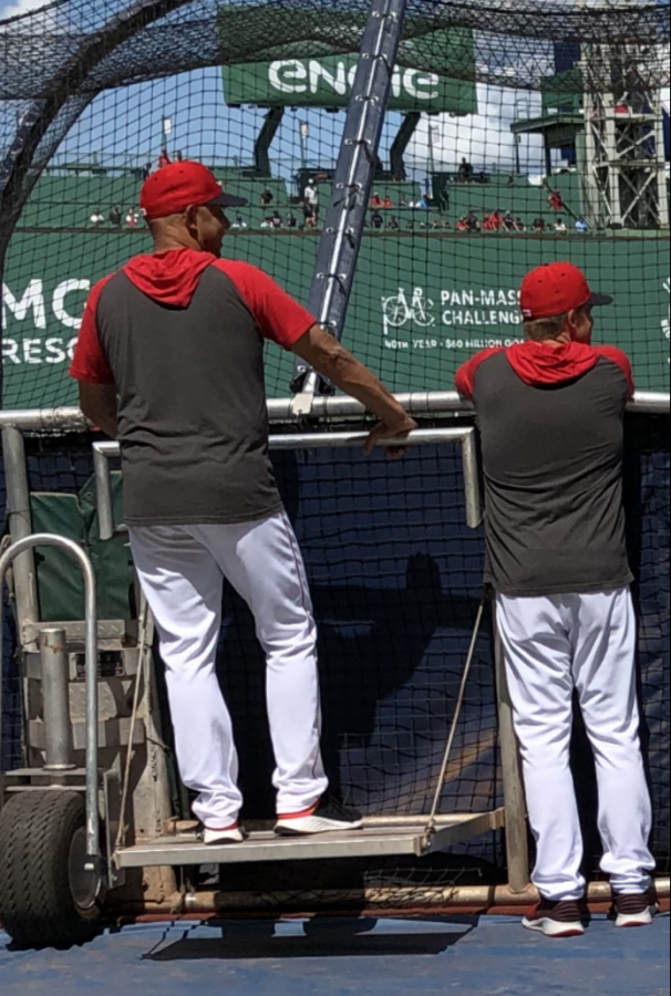 Alex Cora observes a pre game batting practice on August 10, 2019