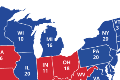 Wisconsin, Michigan and Pennsylvania, aka the "blue wall"