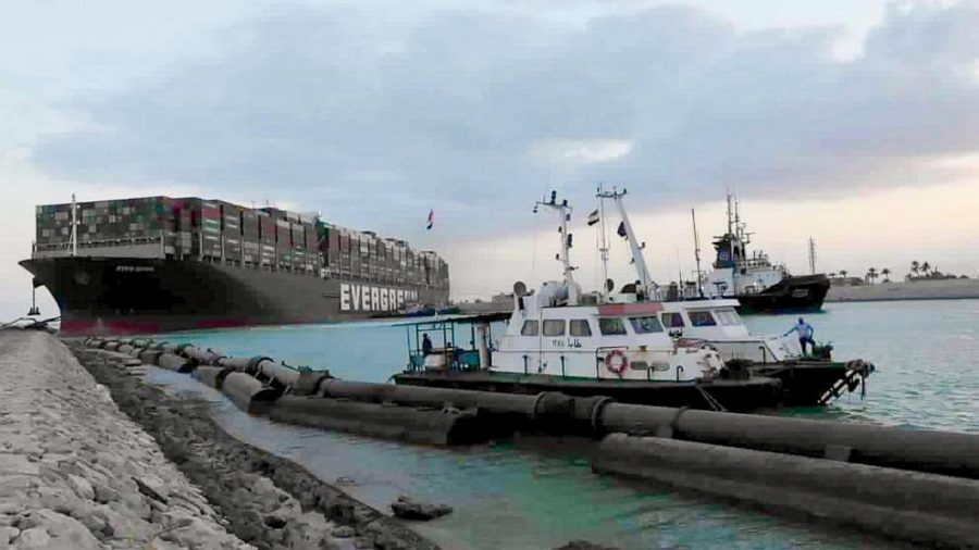 Egyptian tugboats help refloat the container ship Ever Given