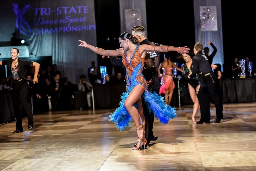 Valerie Dubinsky dances with her partner at the 2019 Tri-State Dancesport Championships in Stamford, CT.