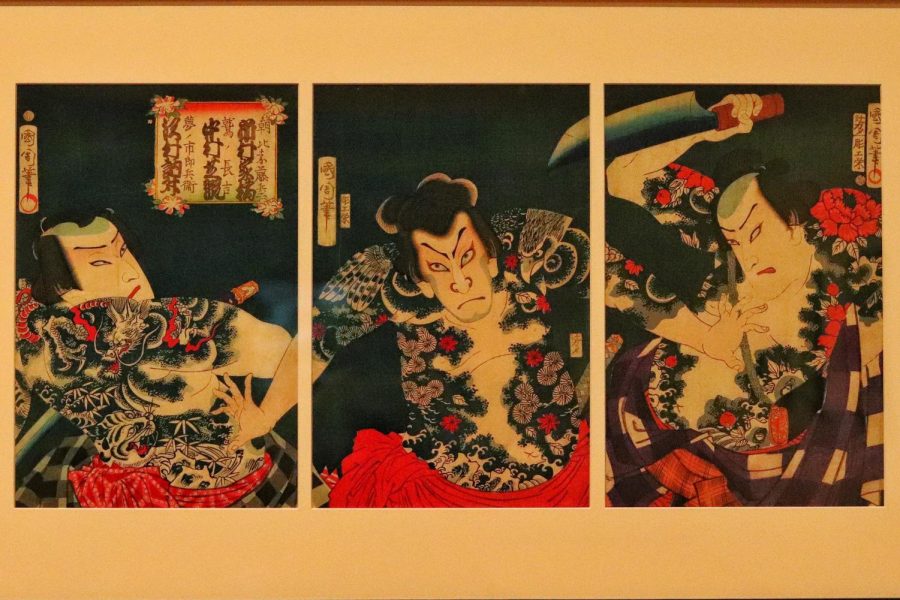 Kabuki actors on display at the Museum of Fine Arts, Boston. Tattoos in Japanese Prints is on exhibition at the MFA through Feb. 20.