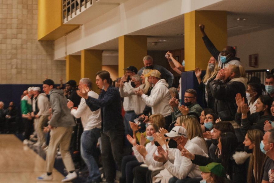  Fans celebrate during the Rams win on Tuesday