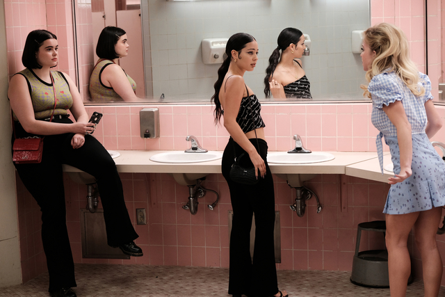 Barbie Ferreira, Alexa Demie and Sydney Sweeney in season 2, episode 3 of HBOs Euphoria.