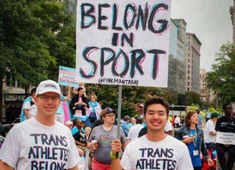 A pro-trans athletes march in Washington D.C. from 2019.