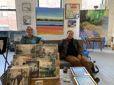 Mae Chevrette (left) and Sandy Belock-Phippen (right) in their SoWa studio space.