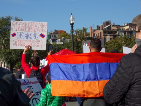 Protesters demand justice for Armenians in the Boston Common. 