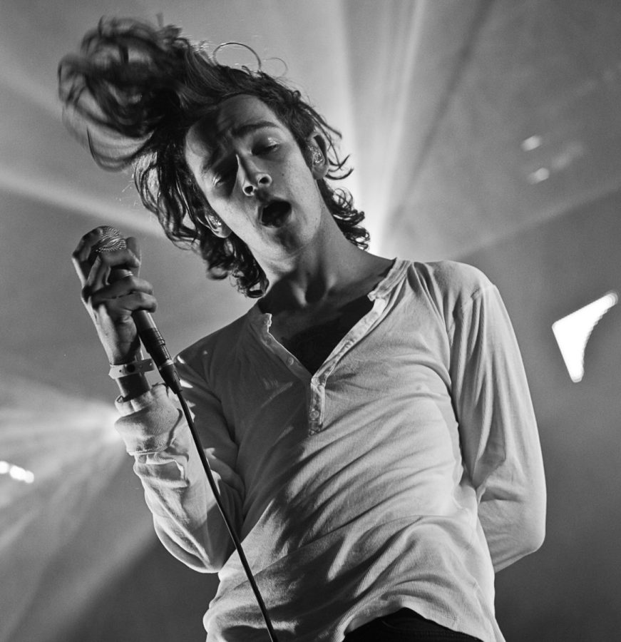 The 1975s lead singer Matt Healy performs at the Southside Festival.