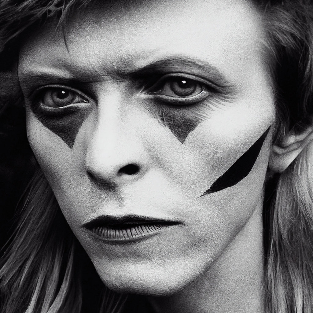 Bowie in his typical stage makeup