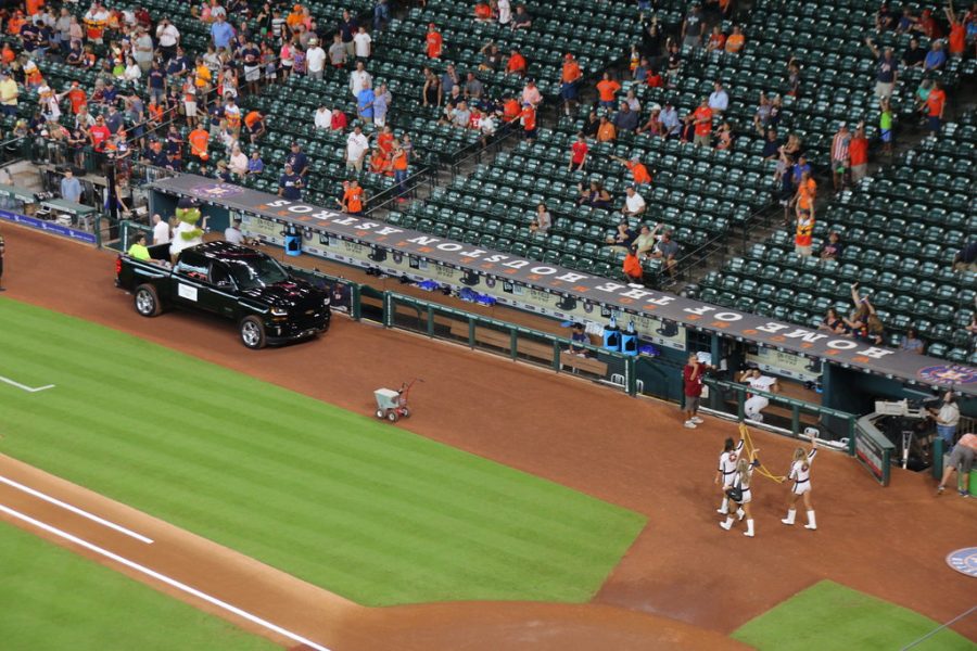 An empty ballpark at a Houston Astros game.