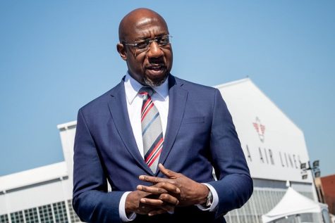 Sen. Raphael Warnock at a campaign event