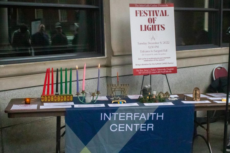 A display set up outside of Sargent for Festival of Lights celebration
