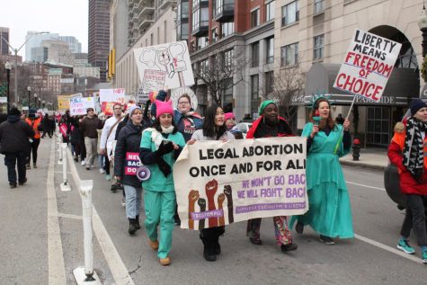Activists demonstrate in Boston in support of reproductive rights.