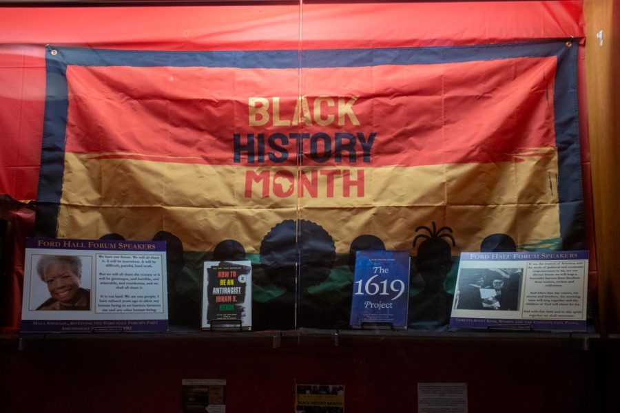 The Sawyer Library's Black History Month display, located in 73 Tremont Street.