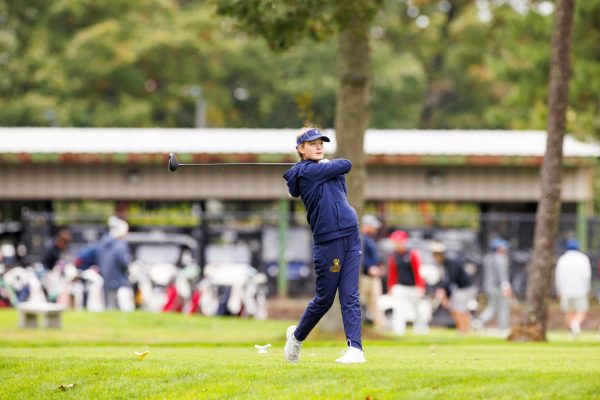 Womens golfs Brooke Bugajewski, who won the Northeast Womens Golf Conferences rookie of the week award Oct. 4. It was the second time this season she won the award.