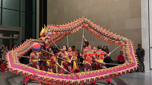 Members of The Wah Lum Kung Fu and Thai Chi Academy perform a traditional folk Dragon dance at the beginning of the festivities.