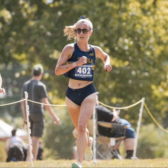 Graduate student Amalia Dorion racing in the Wheaton & Babson season opener Aug. 31.