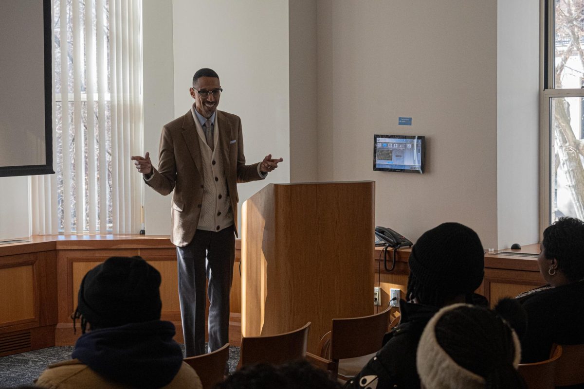 Dr. Stefan M. Bradley speaks at the Black  Studies Sankofa Lecture Series.