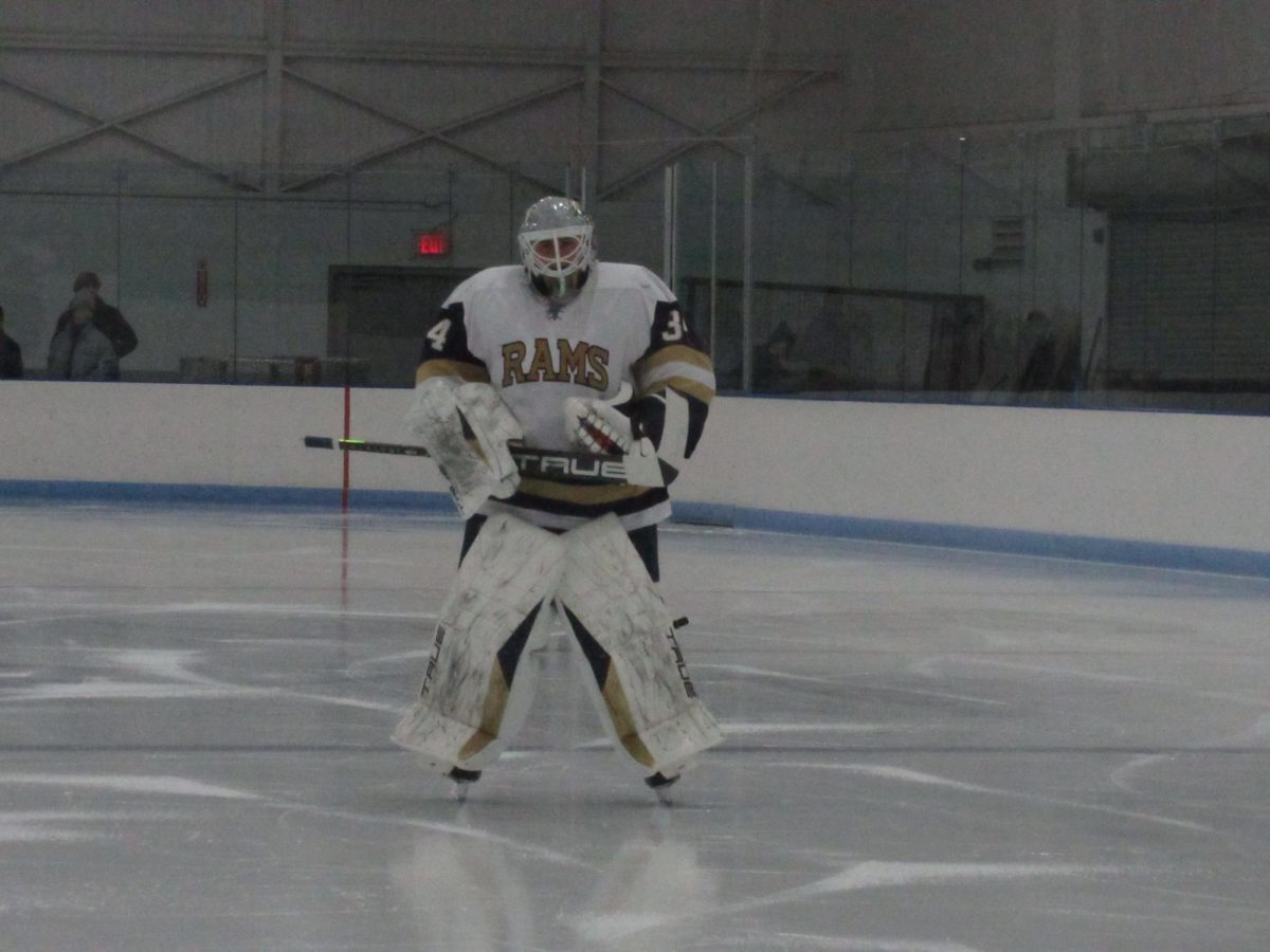 Goalie CJ Hapward during a game against Johnson & Wales University.