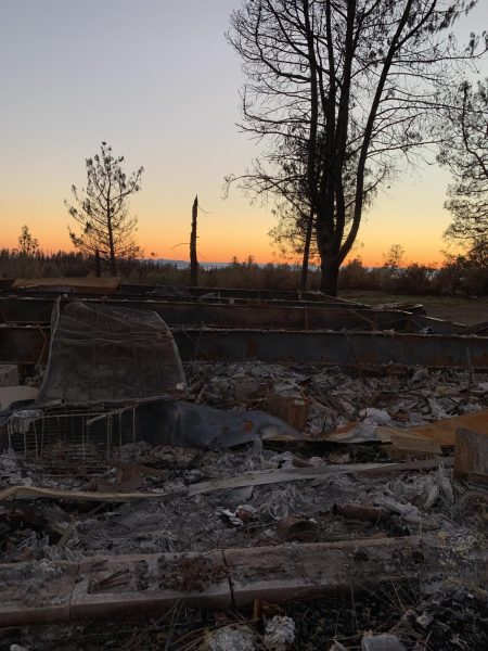 Charred ruins after wildfire in Northern California.