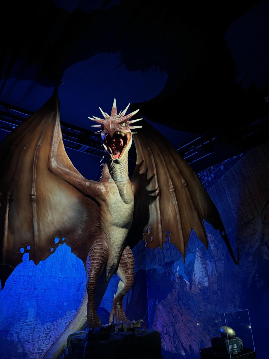 A dragon from 'Harry Potter and the Goblet of Fire' on display at 'Harry Potter: The Exhibition.'