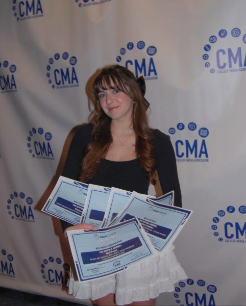 Managing Editor Brooklyn Leighton at the 2025 College Media Association’s Apple Awards in New York City. 