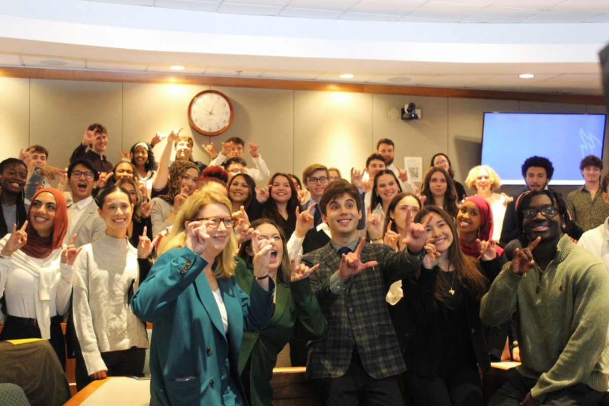 Suffolk University’s Student Government Association posing for a photo.