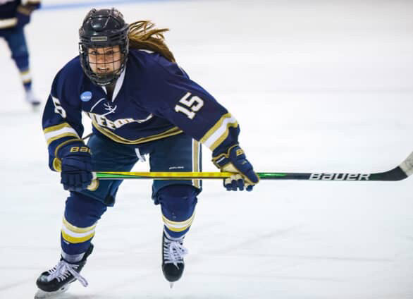 Sam Molind charging down the ice in pursuit of a puck (courtesy of Sam Molind).