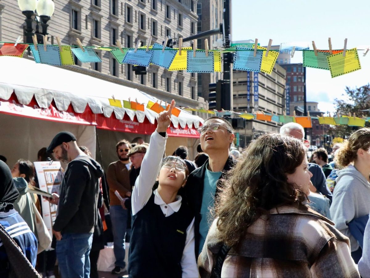 Poetry connecting booths at the Boston Book Festival in Copley Square Oct. 25.