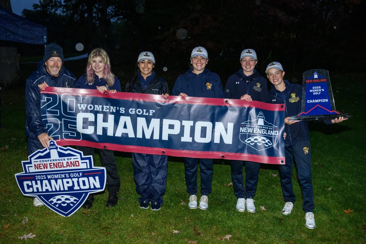 The Suffolk women's golf team made history as the first team to win the Conference of New England women's golf championship (Courtesy of the Conference of New England/Steve McLaughlin).