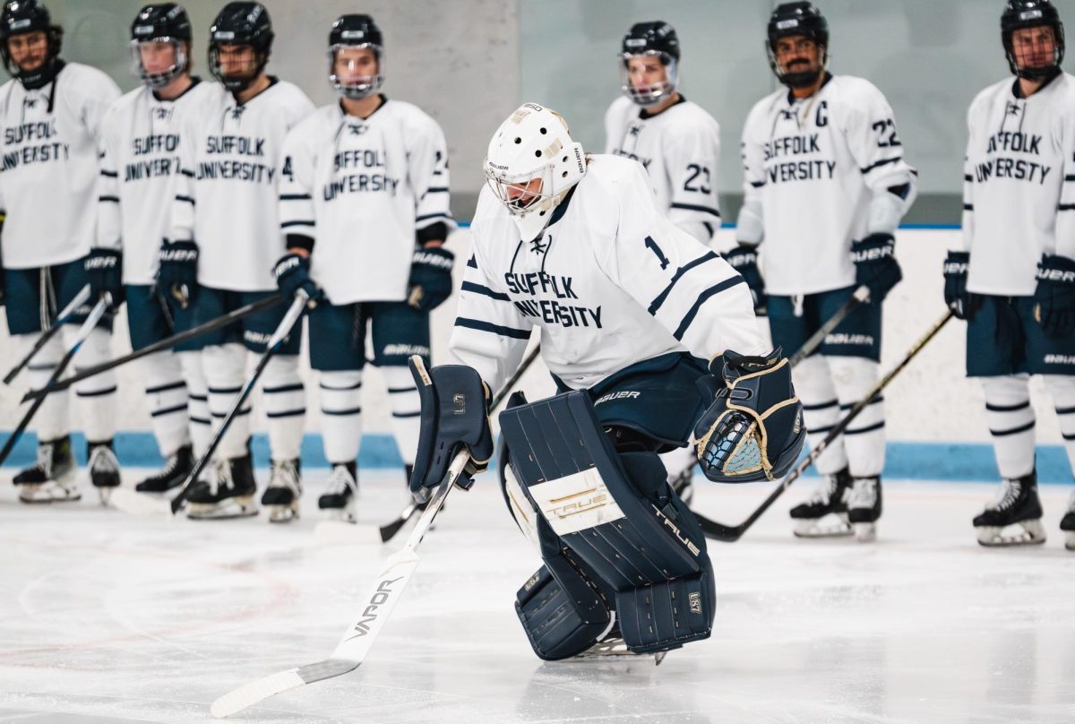 Austin McNicholas being announced as a starter before a Jan. 24 tilt against Johnson & Wales University.