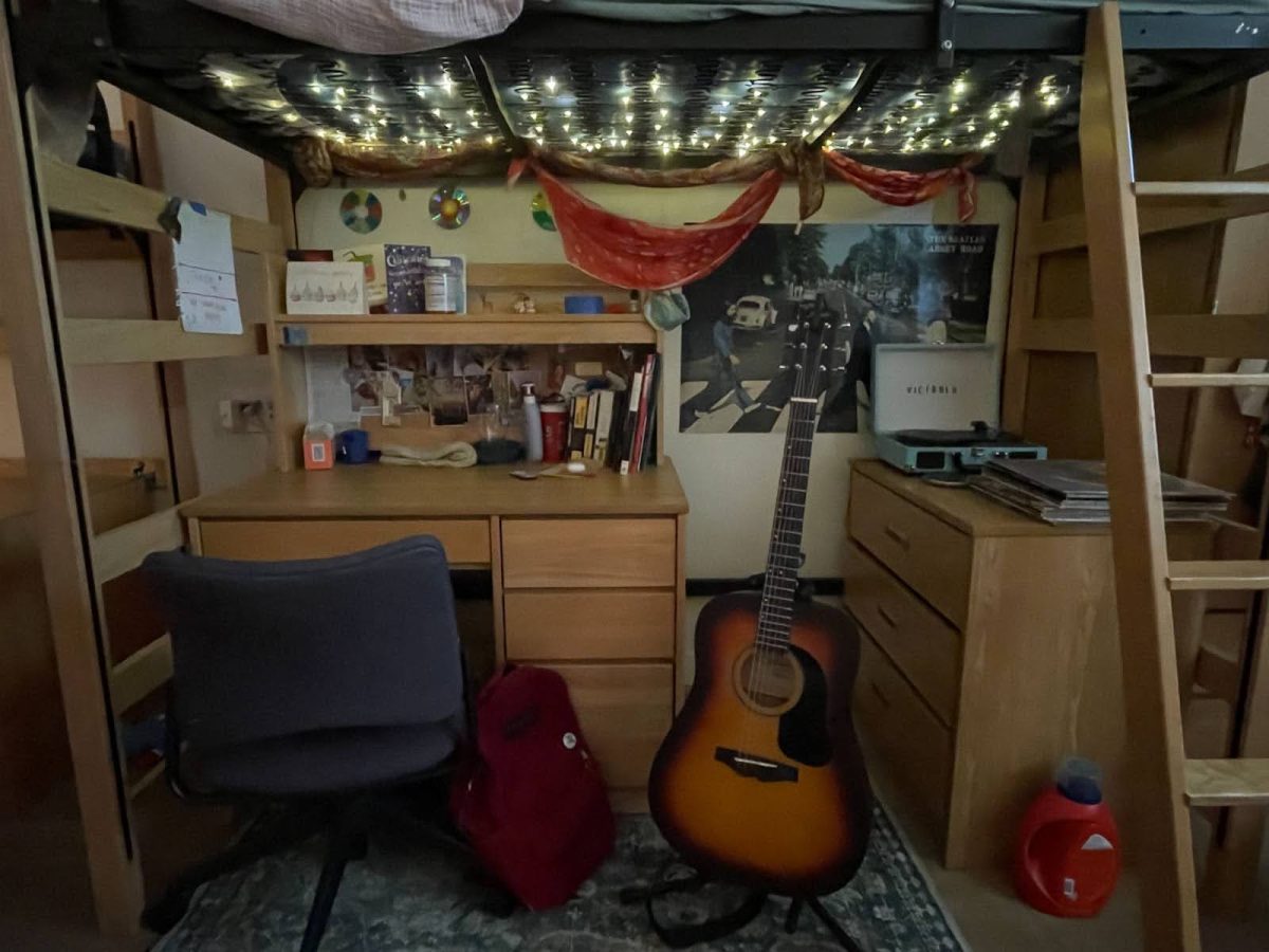 View of a Suffolk student's dorm room. 