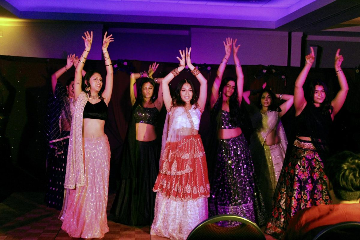 The bride's side's performing at the South Asian Student Association's 2026 Mock Shaadi.